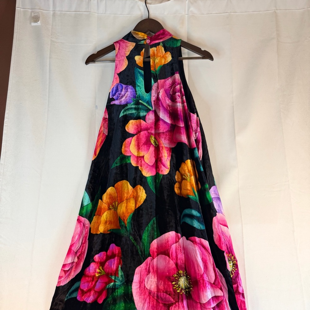 FARM RIO ANTHROPOLOGIE Women’s Size L Dress Maxi Velvet Velour Floral NWT - Picture 14 of 16